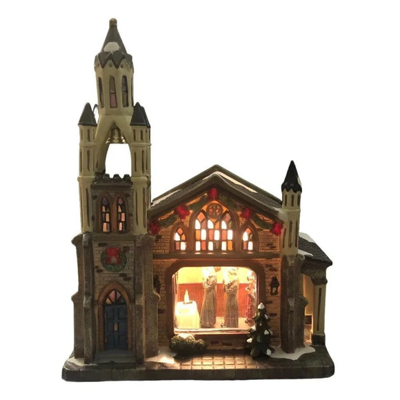 Vintage Norman Rockwell Collection "Freedom to Worship" Porcelain Lighted Church - Picture 1 of 9